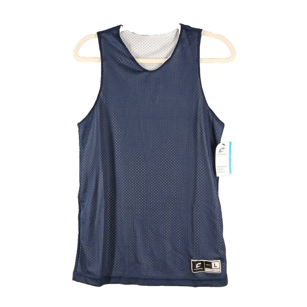 NWT CHAMPRO Sports Youth Tank Top Mesh Reversible Blue White